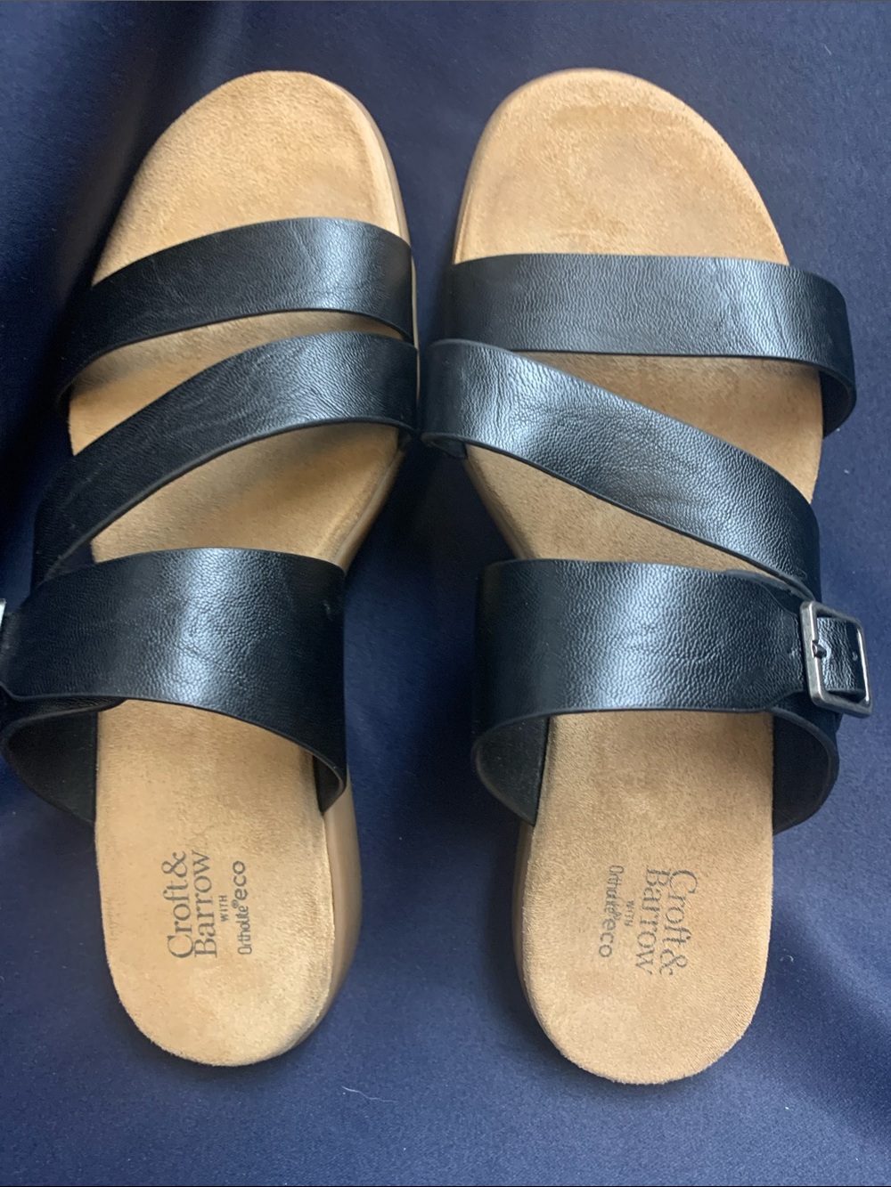 croft & barrow Black Slide Sandal with Buckle Detail
